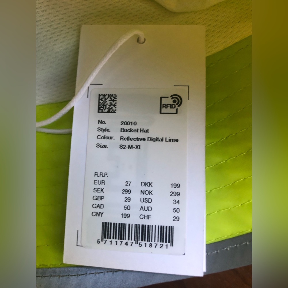 NWT Rains Bucket Hat in Reflective Digital Lime - S2 / M-XL - Picture 6 of 7